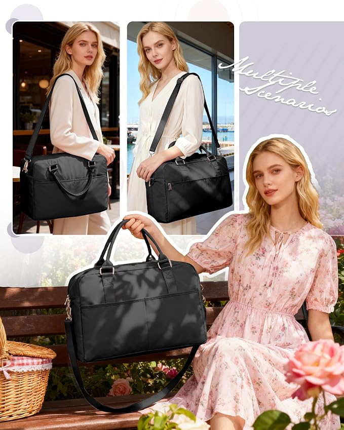 Gym Bag for Women,Travel Duffle Bag for Travel with Wet Pocket Weekender Overnight Carry On Tote Bag Luggage Bag with Trolley Sleeve Personal Item Travel Bag Hospital Diaper Bag Black