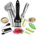 3-in-1 Premium Kitchen Tool Set - Heavy Duty Stainless Steel Garlic Press, Herb Scissors & Meat Tenderizer - Rust-Proof, Dishwasher Safe Cooking Gadgets - Ideal Gift for Home Chefs