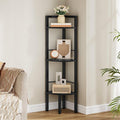 Tajsoon Small Corner Shelf Stand 3 Tier 39.6" Industrial Corner Ladder Shelves, Corner Display Shelf for Bedroom, Living Room, Office, Kitchen, Black