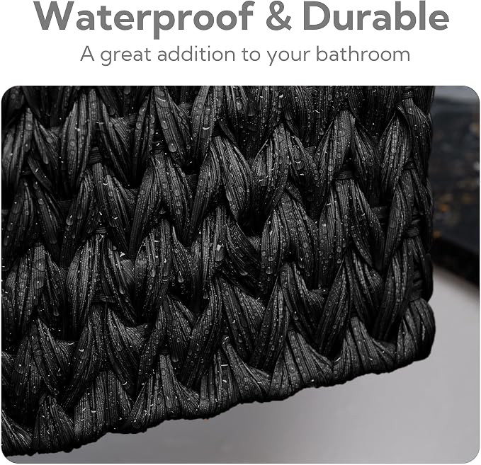 GRANNY SAYS Wicker Baskets for Storage, Wicker Storage Basket for Organizing, Large Woven Baskets, Waterproof Basket for Vanity, Home Decor, Black, 3-Pack