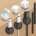 6 Pack,Magnetic Cable Clips & Silicon Cable Ties,[Cable Smooth Adjustable Under Desk Organizer],Cable Management,Cord Holder-Desk Stand Cable Organizer Holding,Adhesive for Home Cable Keeper