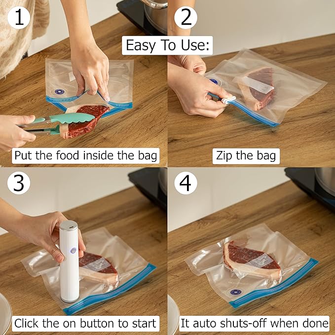 Basicwise 10" x 13" Set of 12 Reusable Airtight and Resealable Food Storage Bags Durable & Convenient Solution for Fruits Fresh Vegetables Cooked Meals & Leftovers Compatible with Most Vacuum Sealers