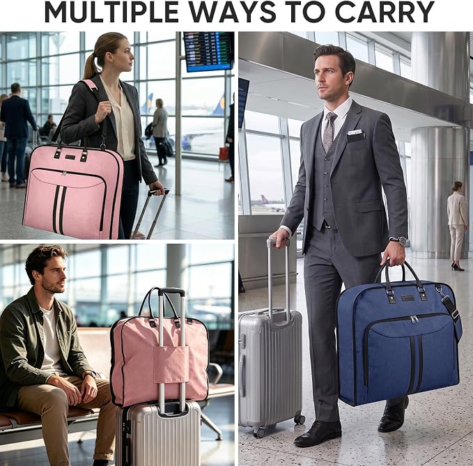 BALEINE Travel Garment Bag, Travel Suit Bag for Men, Water Resistant Carry on Garment Bag for Hanging Clothes, Garment Duffel Bag for Travel Business (Blue, 48")