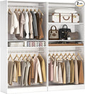 Unikito 72'' Closet System with 4 Hanging Rods, Walk-in Clothing Organizer, 2-Piece Wood Garment Rack for Bedroom, White
