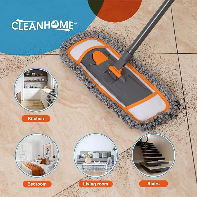 CLEANHOME Microfiber Mop Pads 4 Pieces for Floor Cleaning,Fit CLEANHOME Dust Mop: B09PBPGSJ3, Twisted Microfiber Replacement Pads