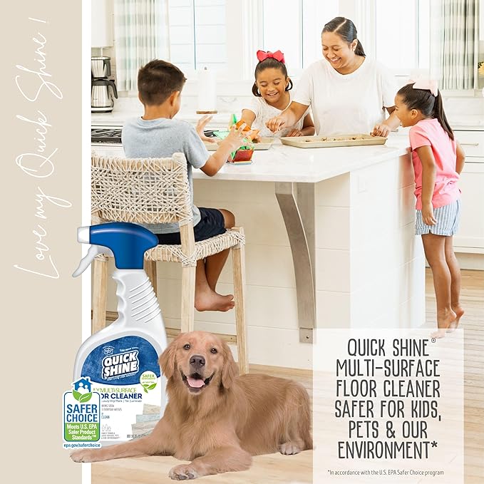 Quick Shine Multi Surface Floor Cleaner Daily Care 24oz | Plant-Based, Ready to Use, Dirt Dissolving, Streak Free, No Rinse | Use on Hardwood, Laminate, Luxury Vinyl Plank, Tile & Stone | Safer Choice