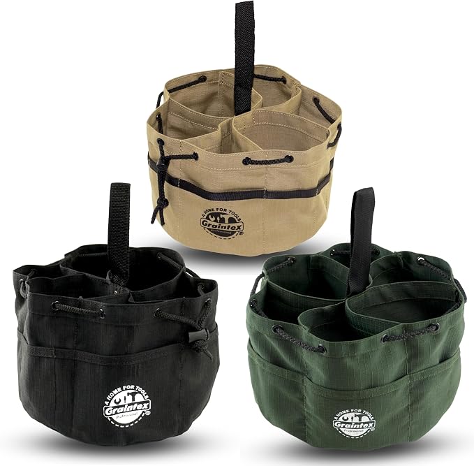 Graintex 18 Pocket Grab Bags Set of 3 Pcs Rip-Stop Canvas, Drawstring Closure, Small Parts Organizer Bag, Small Tools, Screws, Parts, Parachute Tool Bag, Parachute Tool Organizer for Essential Items