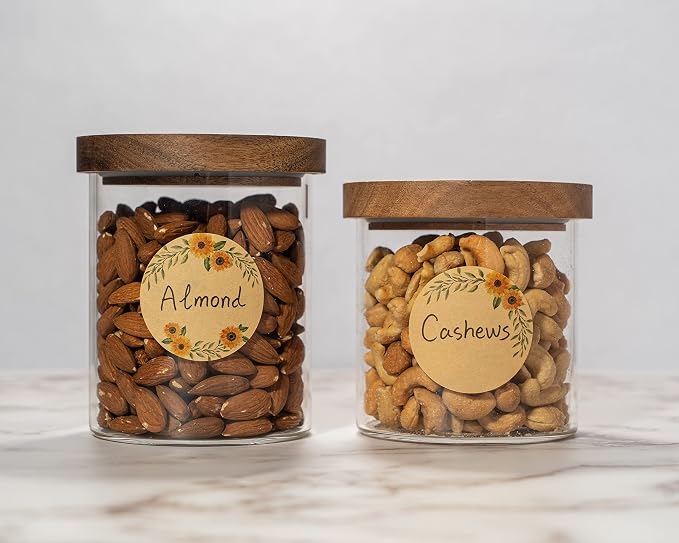 MONEST (500pc/Roll) 2" Label Stickers for Jars and Lids, Pantry, Mason Jar, Sticker, Canning, Spice, Bottle Labels (Sunflower)