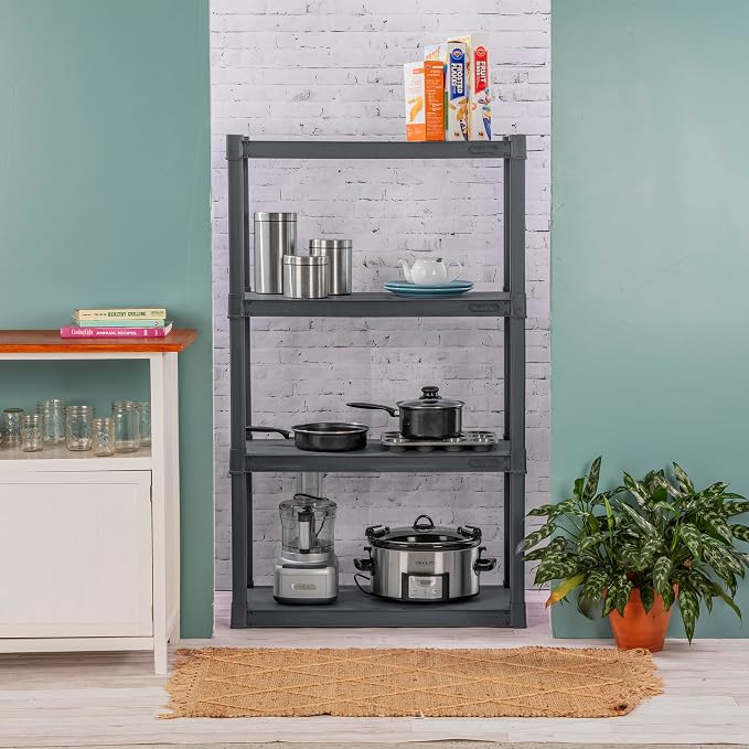 Sterilite 3-Pack 4 Shelf Unit, Heavy-Duty Shelving Storage and Utility Rack - Standing Plastic Organizer Shelves for Kitchen, Bathroom, and Garage