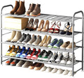 LINZINAR 4 Tier Long Shoe Rack for Closet Metal Shoe Organizer for Entryway | Spacious design stores 25+ pairs of shoes,durable metal frame,space-saving organizer for closet, hallway, and Entryway Grey
