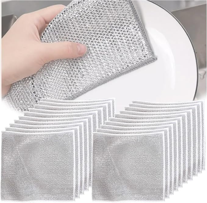 2024 New Multipurpose Wire Miracle Cleaning,Wire dishwashing, Non Scratch Wire Dishcloth,Dish Towels for Kitchen Sinks Dishes Stove Tops,ClothsMultifunctional Wire Dishwashing Rags for Wet and Dry
