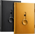 Tatuo 2 Pcs Business Card Holder Thumb Drive Black Gold Stainless Steel Business Name Card Case Portable Slide out Name Holder Wallet Nice Design Pocket for Men and Women