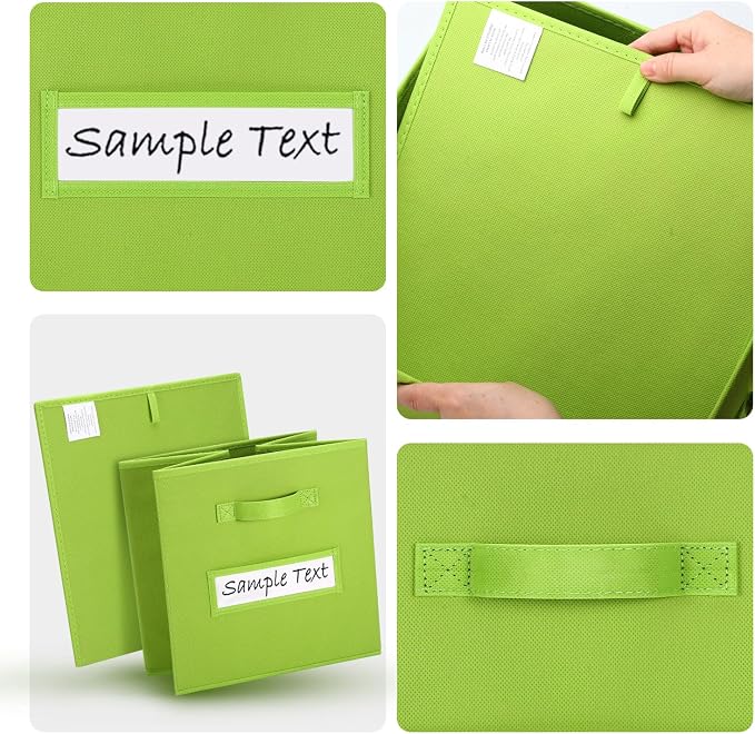 Fabric storage cubes (8 Pack) 13 Inch Cube Storage Bin, cube organizer bins with 8 Labels Window Cards & a Pen, Foldable cube organizer bins and Storage Box, lime green