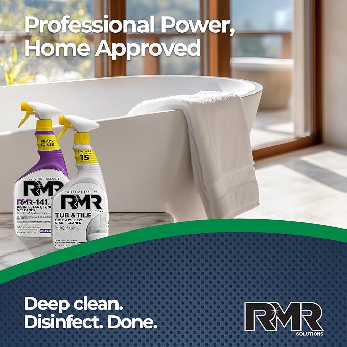 RMR Bathroom Mold Remover Bundle - RMR-141 EPA Registered Mold & Mildew Remover, 2-Step Bathroom Cleaning & Disinfecting System for Showers, Sinks, Tile, Grout, 2–32 Oz Bottles