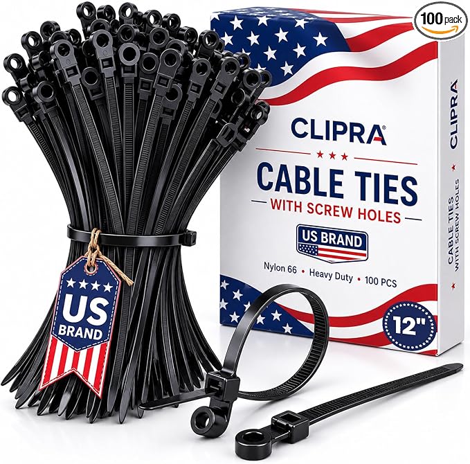 100 Pcs Nylon Universal Cable Ties Buckles 12" Long — Heavy-Duty Zip Tie Buckle Clips with Pin & Button Design, Self-Locking, UV Resistant, Easy Install for Car Bumper, Fender & Auto Body Repair