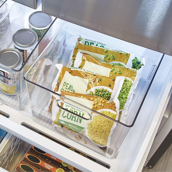 iDesign Storage Bins with Handles, Set of 4, Clear | Organize Kitchen, Organize Bathroom, Organize Home Office