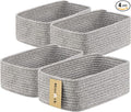 MiniArk Small Storage Baskets for Organizing | Closet Organizer Bins | Shelf Toy Basket | Woven Rope Baskets | Cube Decorative Box | Shallow Basket | 11.5x7.5x4.7” | 4 Packs Mixed Grey