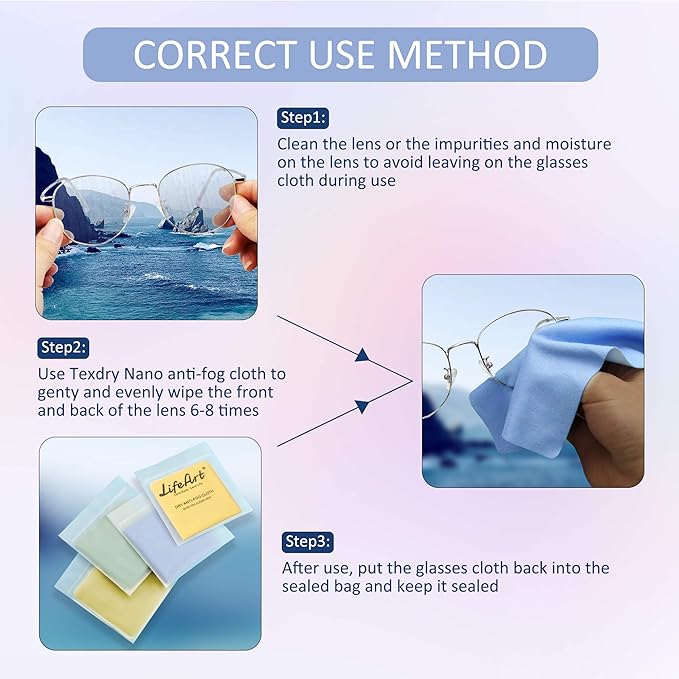 Eyeglasses Anti-Fog Cleaning Cloths, Screens, Lens Wipe for All Electronic Device Screens(7 Colors Anti-Fog Wipe)