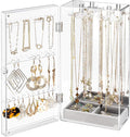 Lolalet Earring Holder Organizer, Acrylic Jewelry Organizer Rotating Clear Earrings Display Box, Dust-proof Jewelry Storage Case with Velvet Tray -Earringmirror