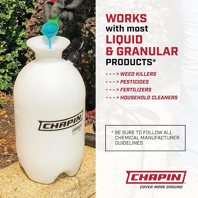 Chapin 1-Gallon Pump Sprayer, Easy Use for Home & Garden, 2pk | Durable lightweight tank; ideal for weed control, plant care and cleaning with adjustable nozzle, long hose and easy pump