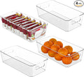 Vtopmart 4pcs Clear Organizers and Storage Bins, Plastic Storage Containers with Handles for Fridge, Freezer, Pantry, Cabinet, Kitchen Organization