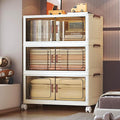 191QT Extra Large Lockable Stackable Storage Bins with Lids, 3-Tier Collapsible Plastic Storage Cabinet on Wheels, Foldable Closet Organizer for Blankets Bedroom Dorm Home Office Organization