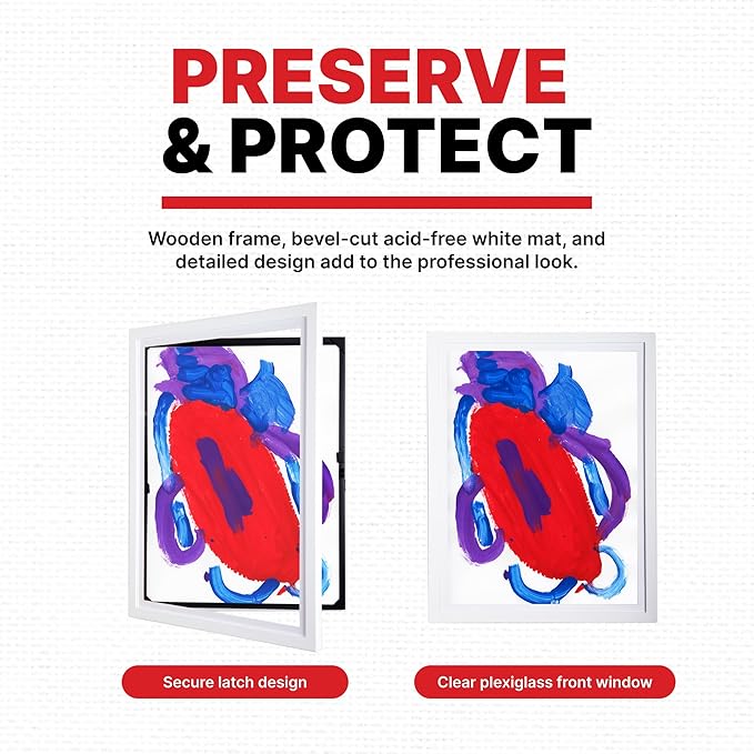 Dynamic Frames Li’l Davinci Front-Open 2-Pack Kids Art Frames, Wooden Frames for 18x24 Artwork, Prints & Certificates, Store up to 50 per Frame, 20.88 x 26.88 Outer Dimensions, White