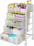 5-Tier Craft Organizer Cart with 5 Sets of DIY Dividers,Craft Organizers and Storage with Drawers,Lockable Wheels Rolling Utility Cart on Wheels,Art Supply Organizer,Ideal for Studio,Office,White
