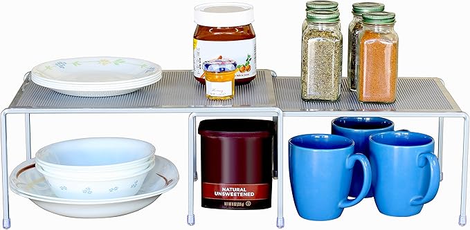 Deco Brothers Expandable Cabinet Shelf Organizer for Kitchen & Counter | Gray