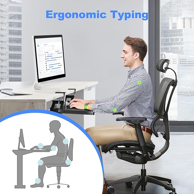 XINLEI Keyboard Tray Under Desk Large C-Clamp 25.6” (30” Including Clamps) x 11.8” Slide-Out Platform Computer Drawer Pull Out Keyboard & Mouse Tray Black DSF4