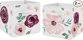 Sweet Jojo Designs Burgundy Watercolor Floral Foldable Fabric Storage Cube Bins Boxes Organizer Toys Kids Baby Childrens - Set of 2 - Blush Pink Maroon Wine Rose Green Shabby Chic Flower Farmhouse
