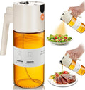 Olive Oil Sprayer & Dispenser Bottle for Cooking 17oz Dark Glass Oil Mister | 2-in-1 Sprayer & Pourer, Leakproof, Fine mist, Light-Blocking, Wide Mouth for Easy Refill & Clean, 8 Oil Labels, Reusable