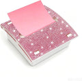 Pop up Sticky Notes Dispenser,Rhinestone Self Sticky Note Holder,Cute Pink Desk Accessories for Office Supplies,Office Desk Decor,Teacher Gifts(White Pink)