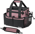 SCAVATA Compact Wearable Cleaning Caddy with Handle & Shoulder Straps | Small Cleaning Supplies Organizer, Under Sink & Car Cleaning Tools Storage Bag for Housekeepers Cleaners, LotusPink