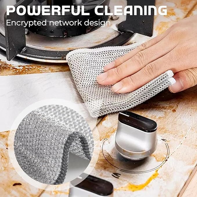 2024 New Multipurpose Wire Dishwashing Rags for Wet and Dry, Non-scratch Wire Dishcloth, Metal Wire Dishwashing Cloth Scrubs Cleans, Reusable Steel Wool Scrubber for Kitchen Cleaning (C-20 Monolayer)