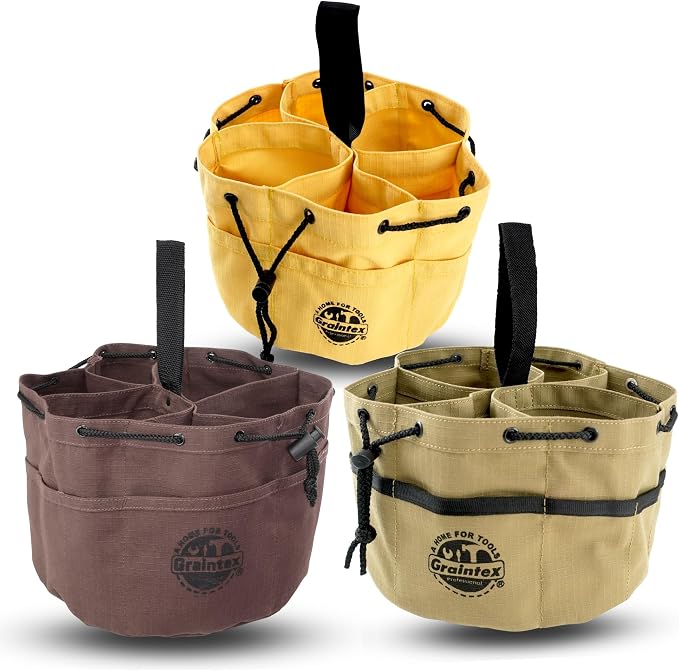 Graintex 18 Pocket Grab Bags Set of 3 Pcs Rip-Stop Canvas, Drawstring Closure, Small Parts Organizer Bag, Small Tools, Screws, Parts, Parachute Tool Bag, Parachute Tool Organizer for Essential Items
