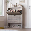 BORNOON Shoe Cabinet with 2 Flip Drawers, Fluted Shoe Storage Cabinet with Adjustable Shelves, Freestanding Rack and Organizer for Entryway, Closet, Hallway