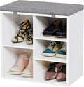 coucheta Shoe Storage Bench with Cushion, Cubby Seat Shoe Cabinet, Small Shoe Rack Bench with 3-Tier Adjustable Shelf for Entryway, Bedroom, Living Room, Hallway, Closet and Garage (White, 20 Inches)