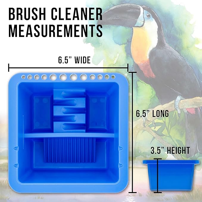 U.S. Art Supply 12-Hole Multi-Function Plastic Paint Brush Cleaner & Paint Brush Holder with Palette Lid, Washer for Acrylic, Watercolor, Oil Paints, Cleans Artist Brushes