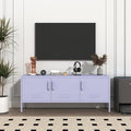 Metal Storage Cabinet with Adjustable Shelves, Wide Lockable TV Stand, Multipurpose Accent Cabinet, Purple Colorful Locker for Home Office Living Room, 22" H x 47.3" x 13.8" D