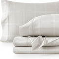 Bare Home King Sheet Set - Luxury 1800 Ultra- Soft Double Brushed Microfiber - Deep Pockets - Easy Fit - 4 Piece Bedding Sheet Set (King, Modern Plaid - Stone/White)