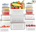 KEMETHY 10 Pack Fruit Storage Containers for Fridge with Removable Colanders - Food Storage Containers with Lids, BPA-Free Produce Containers Keep Fruits, Vegetables, Berry, Meat Fresh Longer