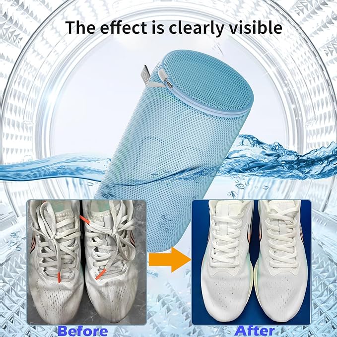 Kimmama Shoe Washing Machine Bag, Shoe Laundry Bag, Blue, 8x15", 2 Pack | Shoe Bag, For Sneaker, Tennis, Footwear, Trainers, Slippers, Sock, Building Blocks, Sandwish Mesh, Travel, Divided