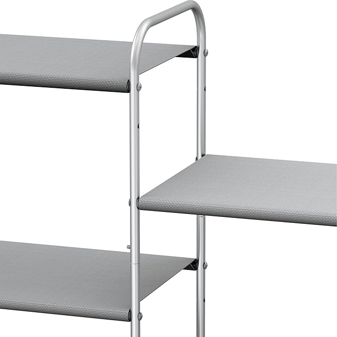 Simple Houseware 4-Tier Shoe Rack Storage Organizer, 12-20 Pair, Grey | Space-Saving Shoe Shelf with Sturdy Metal Frame and Non-Woven Fabric Shelves for Entryway, Garage & Corridor