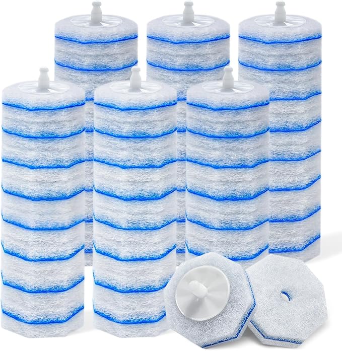 50 Count Disposable Toilet Wand Refills 3-Layer Brush Heads, Strong Adhesion, Multi-Surface Cleaning Pads Compatible with Most Brand Wand for Toilet, Bathtub & Sink