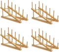 HBlife 4pcs Step Bamboo Wooden Dish Drying Rack Kitchen Plate Display Stand | Plate/Dish/Book/File/Bowl/Cup/Cutting Board/Pot Lid Organizer, For Home & Kitchen Counter, Office, Display Cabinet