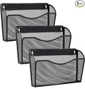 Gawerk 3 Pack Wall File Organizer, Mesh Wall File Pocket Mail Organizer Hanging Metal Vertical Wall Mounted File Holder for Office/Home