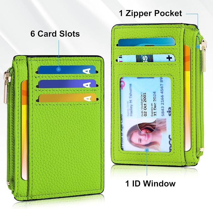 Tipmile Womens Credit Card Holder Wallet, Small Slim RFID Blocking Sleeve | Mini Tiny Cute ID Case, Minimalist Zipper Pocket Wallet, Thin Coin Purse, Mothers Gift
