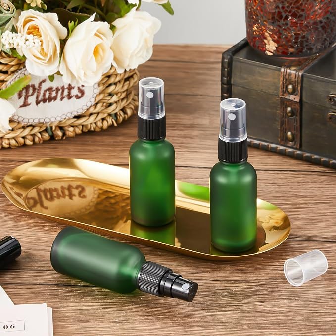 Roshtia 30 Pcs Glass Spray Bottle Clear Empty Bottles Small Refillable Reusable Perfume Bottle with Fine Mist Sprayer Pump for Face Body Travel(1 oz,Green)