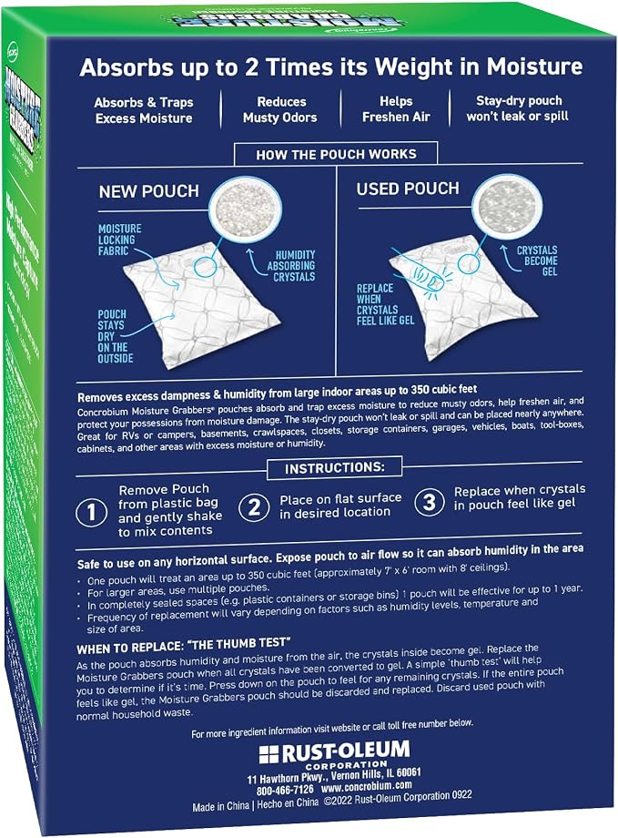 Concrobium Moisture Grabbers Humidity Absorbing Pouch, 27.6 oz (Pack of 2)
